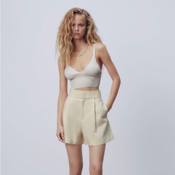 Zara Linen Cotton Blend  Shorts - Picture 2 of 8